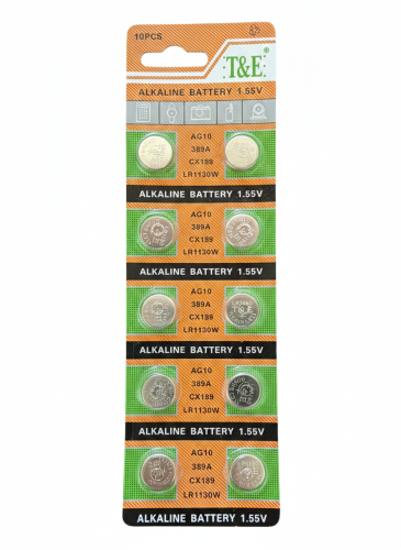 Alkalické knoflíkové baterie AG10 1.55V – sada 10 ks