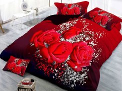 3D Microsatin bed linen KITSICE ROSES - red 140x200 and 70x90cm