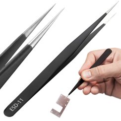 10x antimagnetická pinzeta rovná ESD-11 kovová ostrá úzká XXL sada