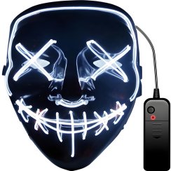 Świecąca maska LED halloweenowa impreza Purge – biała