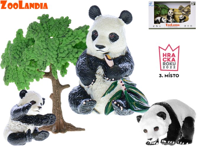 Zoolandia panda s mláďatami a príslušenstvom v krabici