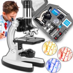Mikroskop optyczny Opticon Lab Starter - 1200x - 3 obiektywy + akcesoria - szara walizka