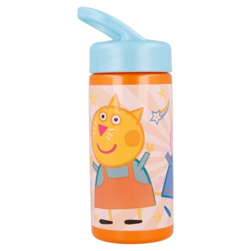 Detská fľaša na pitie Prasiatko Pepa s držadlom a slamkou 410ml - oranžová