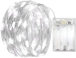 Vnitřní vánoční mikro řetěz 10 m 100 LED na baterie s časovačem - studená bílá