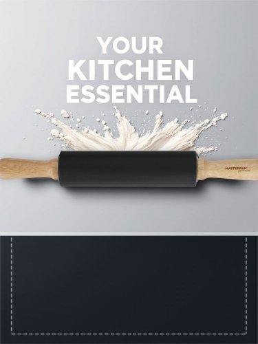 Silicone dough roller - 38 cm, wooden handle