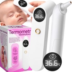 Bezkontaktní infračervený teploměr, medicínský, LCD, alarm horečky, do ucha i na čelo – ER991