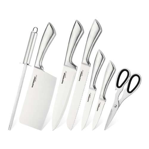Stainless steel kitchen knife set with stand - 8 pcs
