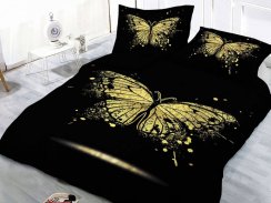 3D Microsatin bed linen YELLOW MOTHER - black 140x200 and 70x90cm