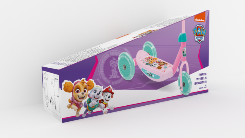 Detský trojkolový kolobežka Paw Patrol - dievčatá